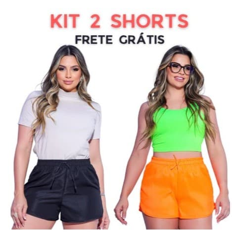 Kit 2 Short Tactel Feminino Shortinho Para Academia Saída de Praia Moda Verão Canga Bermuda Feminina
