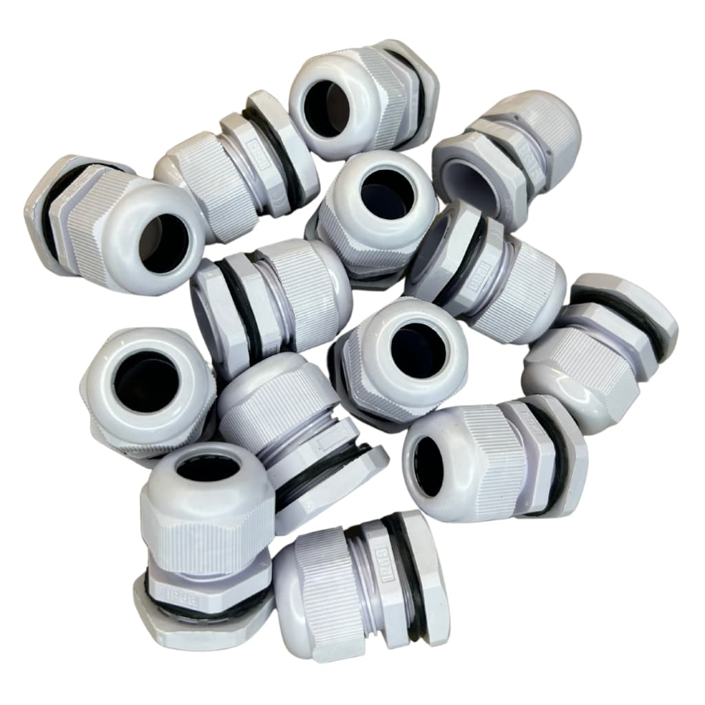 Kit 10 Peças - Prensa Cabo Pg16 Pvc Cinza Cabos 10 Até 15mm