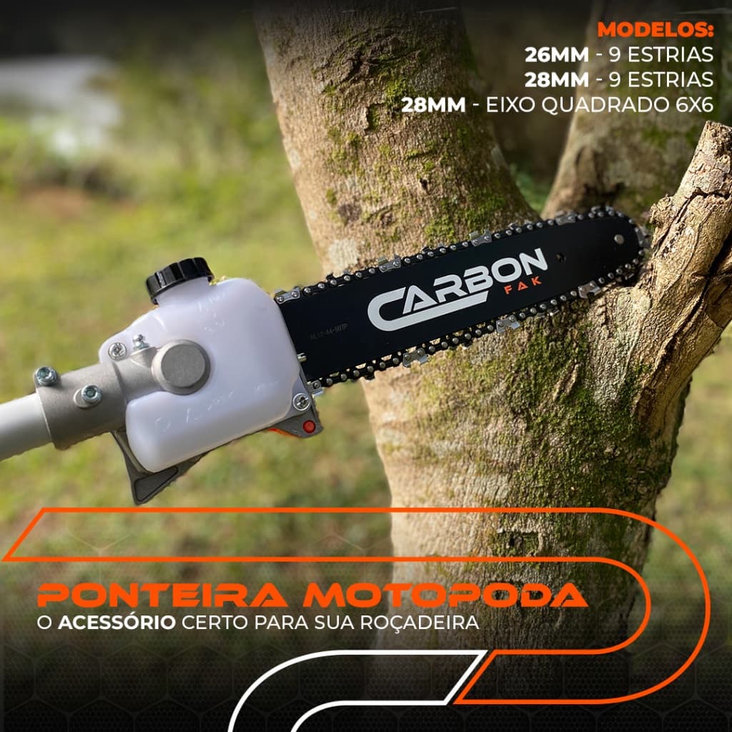 Ponteira Motopoda de Galhos para Roçadeira Importada e das marcas Stihl e Husqvarna Sabre 30cm Carbon Fak