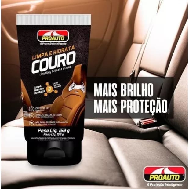 Limpa E Hidrata Couro Automotivo Bisnaga 150g Proauto Premium