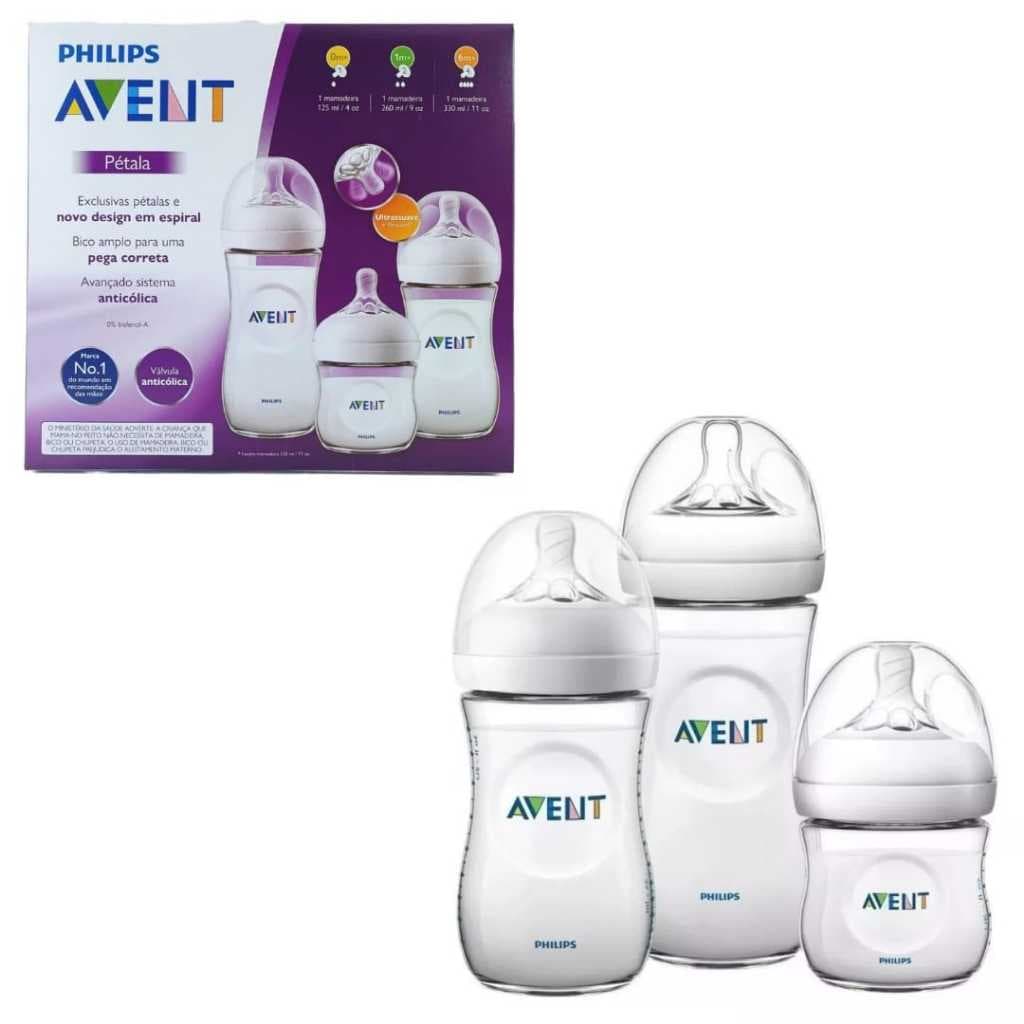 Kit c/3 Mamadeiras Pétala Anti-cólica - Philips Avent