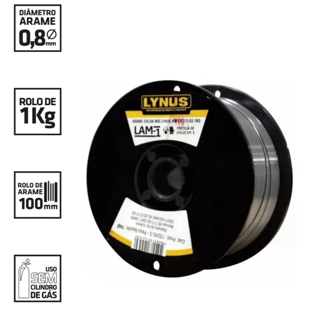 Arame De Solda Mig 0,8 Mm Sem Gás Lynus
