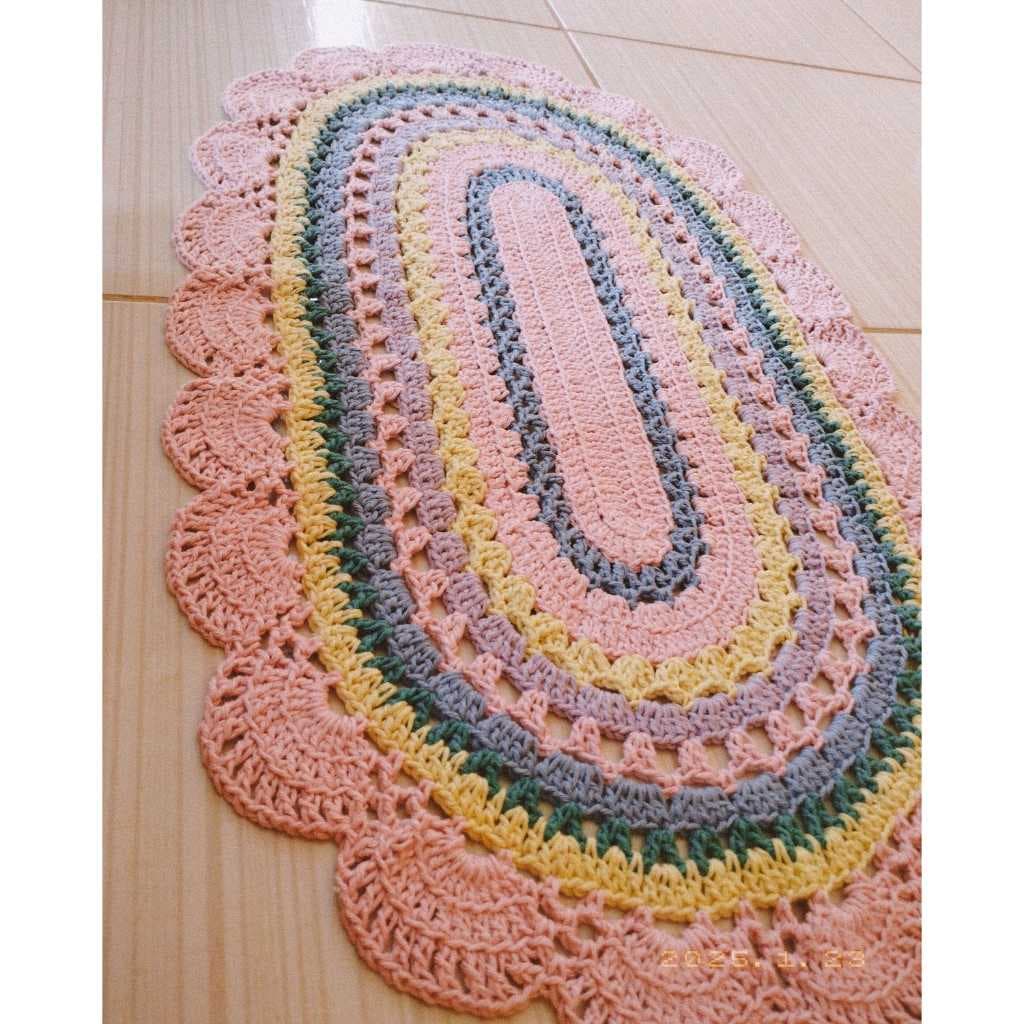 Tapete de Crochê - Oval Colorido - Oferta