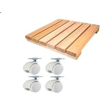 2 Deck Quadrado Madeira Pinus Com 8 Rodinhas Carrinho Suporte Para Vaso De Plantas Botijão