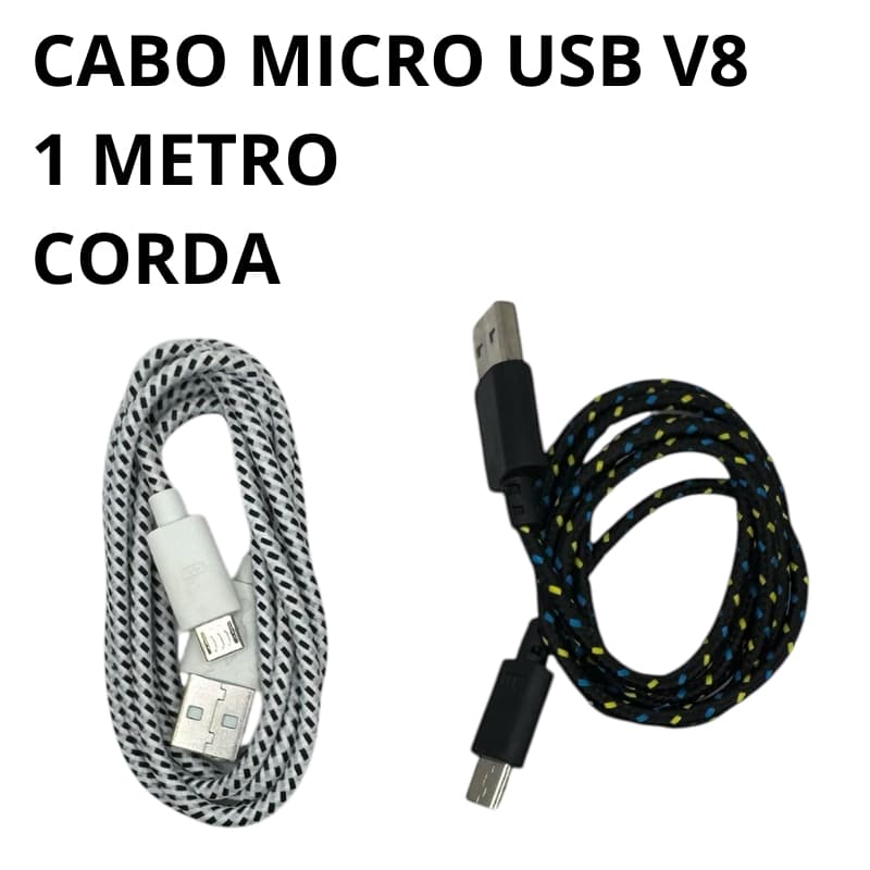 Cabo V8 CV8T1M Micro USB 1 metro Em tecido corda resistente reforçado Carregador Cabo USB