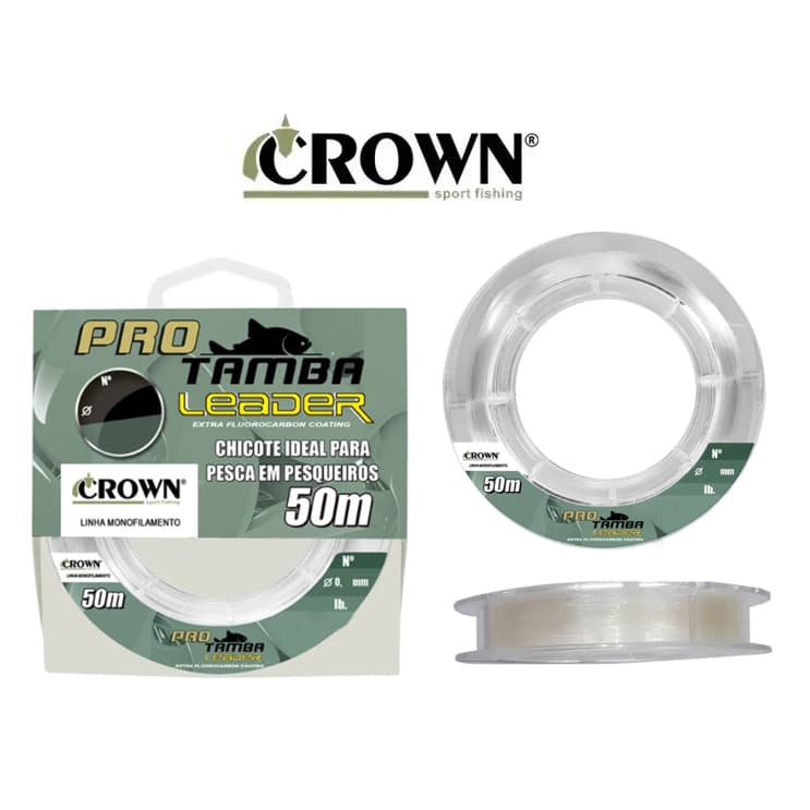 Linha Leader Fluorcarbon Pro Tamba 50m Chicote Crown - Varias Medidas