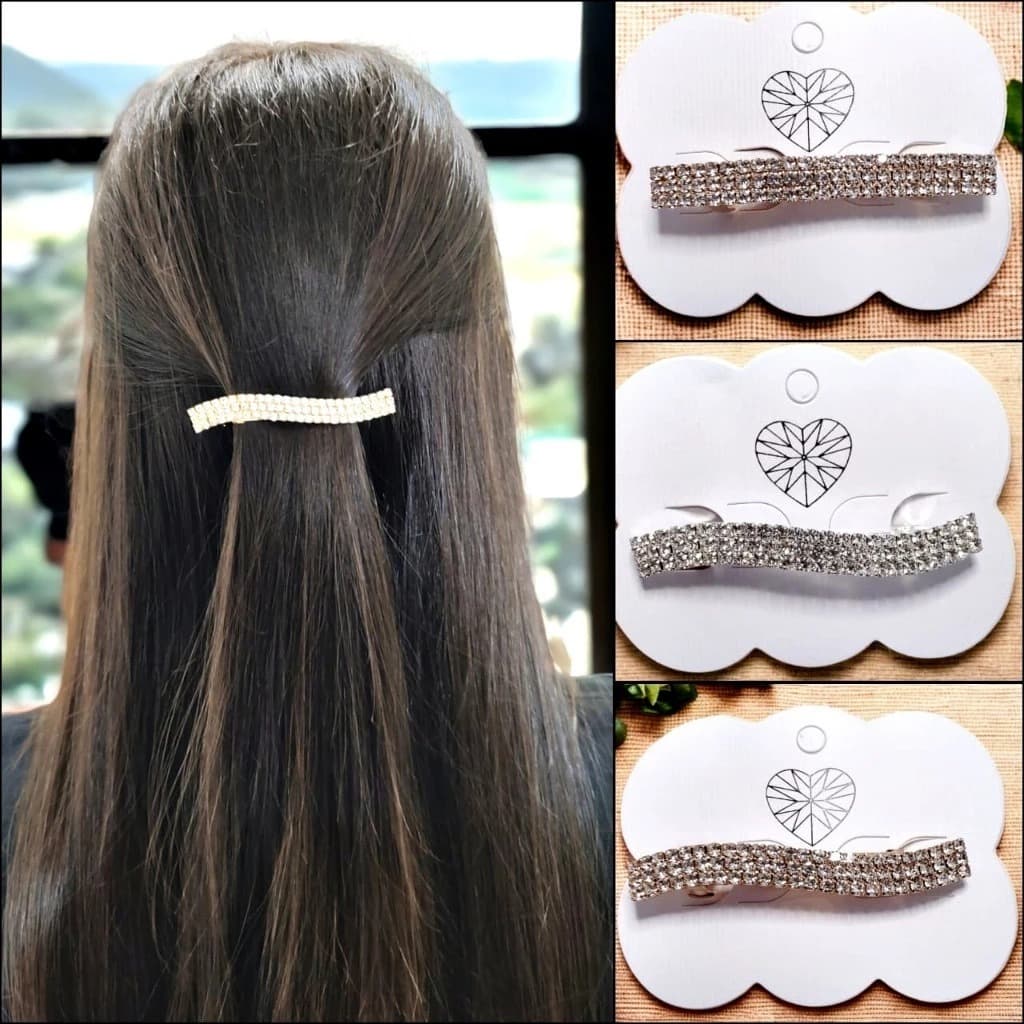 Presilha para cabelo com strass (Prata e Dourado)