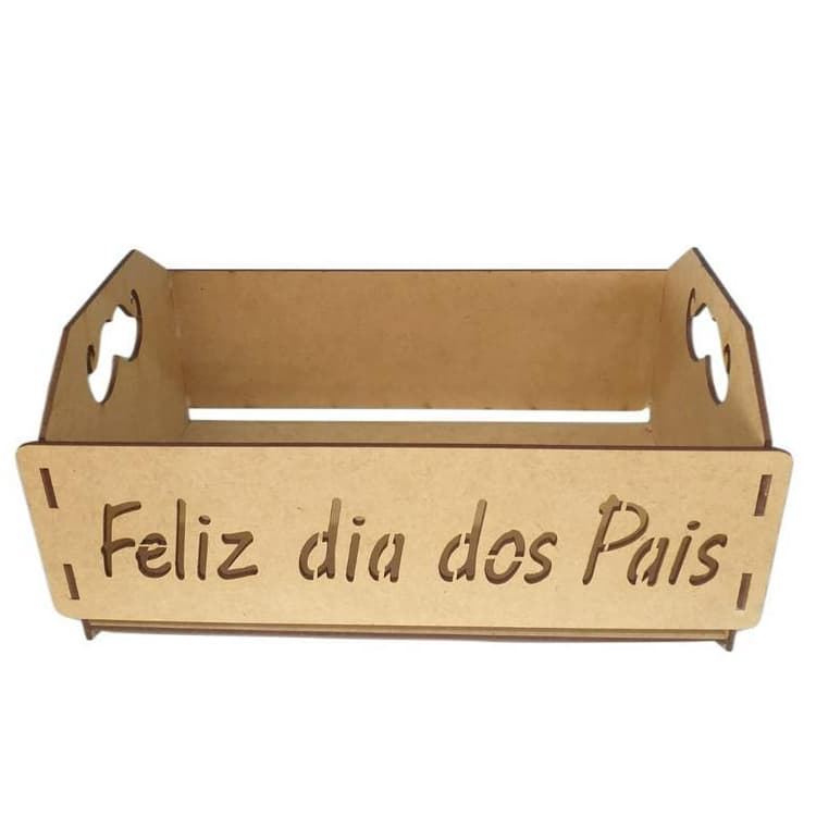 Kit 2 Caixote de Madeira Grande Feliz Dia dos Pais Cesta De Presente