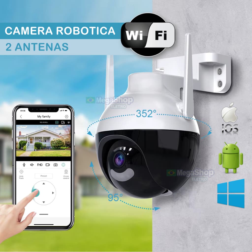 Camera Sem Fio WIFI 4MP Por Aplicativo para Android e IOS Giratória Robotica Com Visão Noturna De Segurança