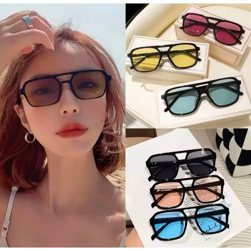 Óculos de Sol Feminino Masculino Quadrado Moda Retrô Vintage Transparente com Proteção UV