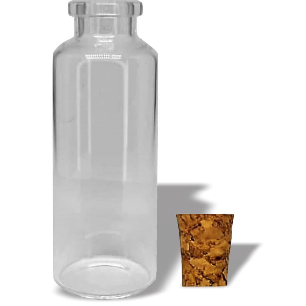 05 Frasco(vazio) de vidro casquinha Borossilicato 25ml C/rolha