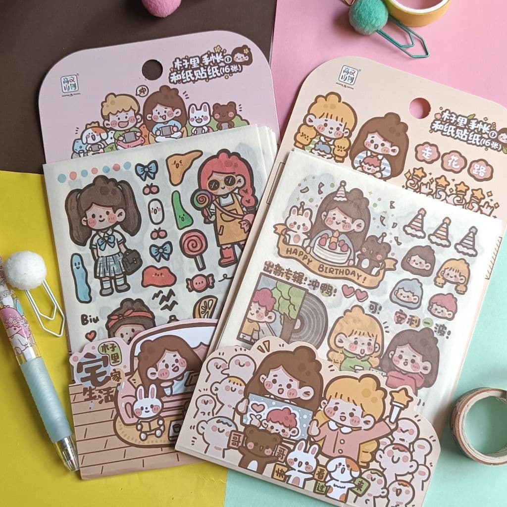 kit cartela de adesivo Cute Diary Day 1