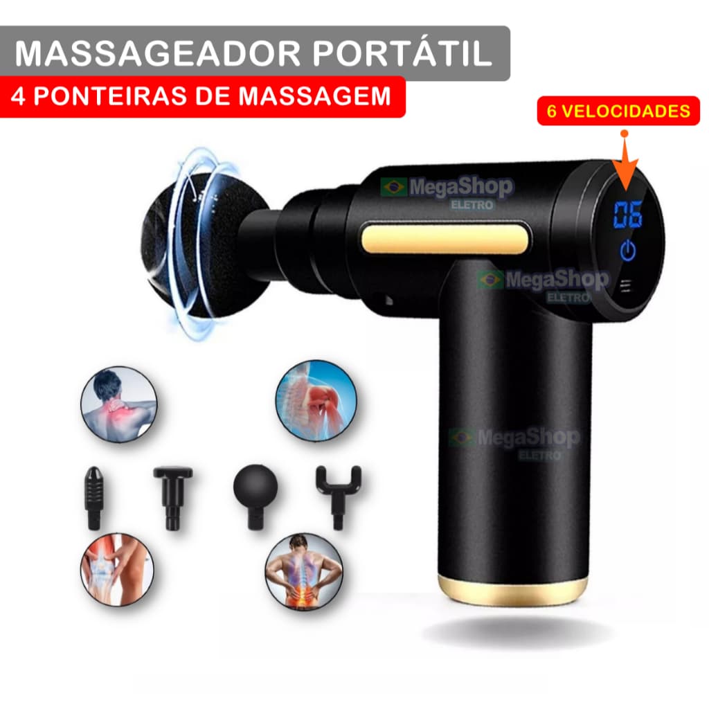 Massageador Elétrico Portátil Profissional Para Massagem Fisioterapia Anti Estresse Recarregável