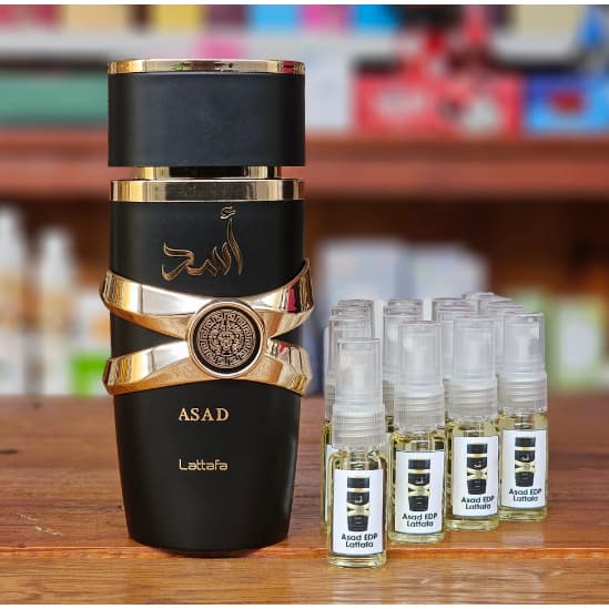 Perfume Árabe Asad Lattafa de 2, 5 ou 10 mL - EDP - 100% Original