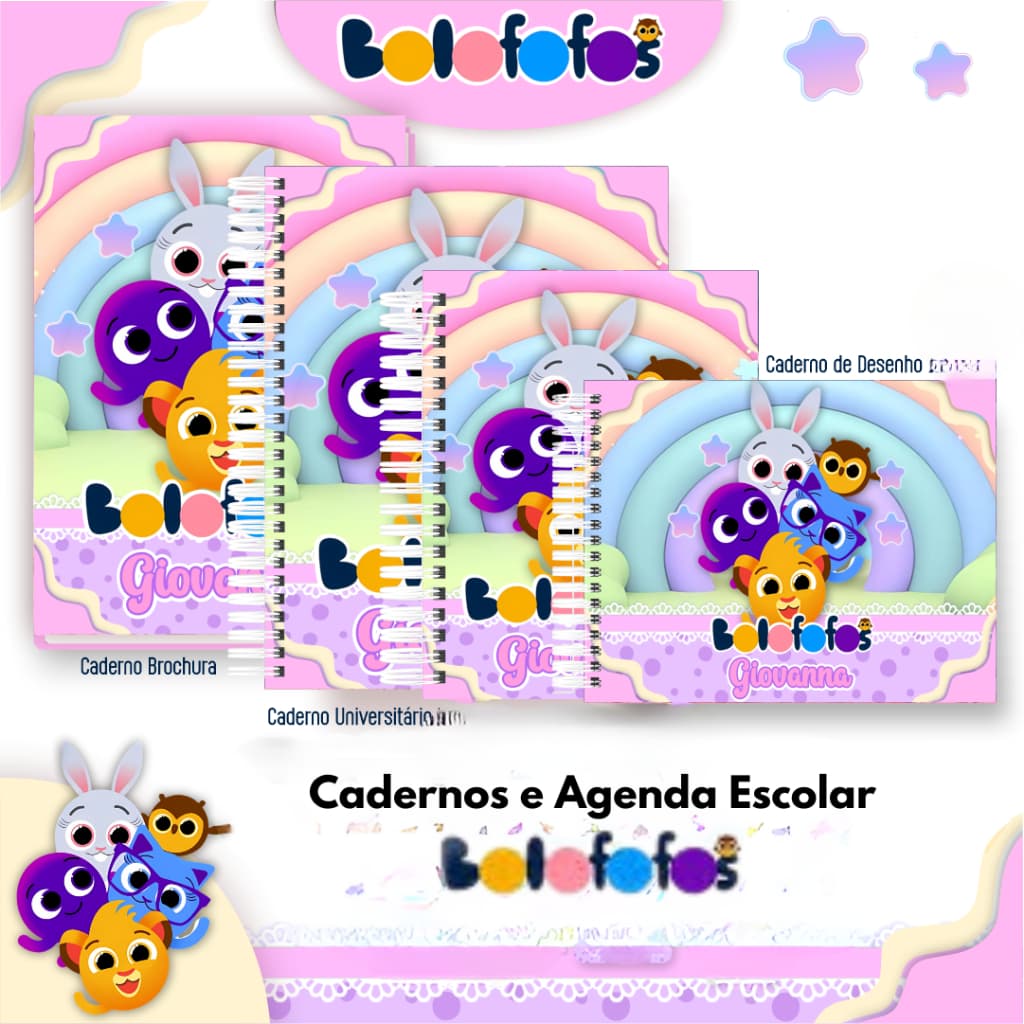 BOLOFOFOS - Cadernos e Agenda Escolar com capa personalizada