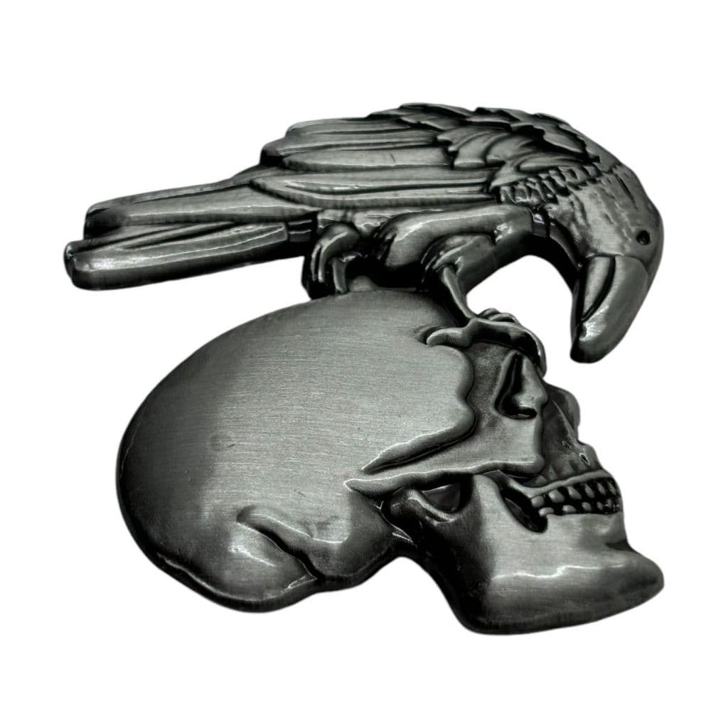 Pin Broche Botton Crânio Skull Caveira Corvo Moto Rock Metal
