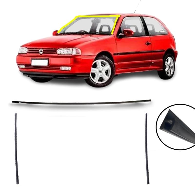 KIT Borracha Parabrisa Superior e Lateral Gol Parati Saveiro G2 Bola 1996 a 2002 Perfil h
