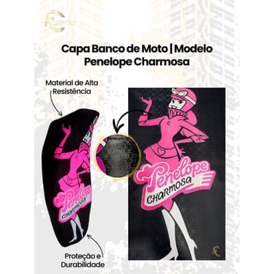 Capa de Banco para Moto Honda Yamaha Cg Titan Fan Start Factor Biz Pop Rosa Mulher Penelope Charmosa