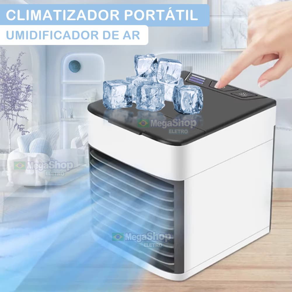 Mini Ar Condicionado Climatizador Portátil Umidificador E Purificador De Ar