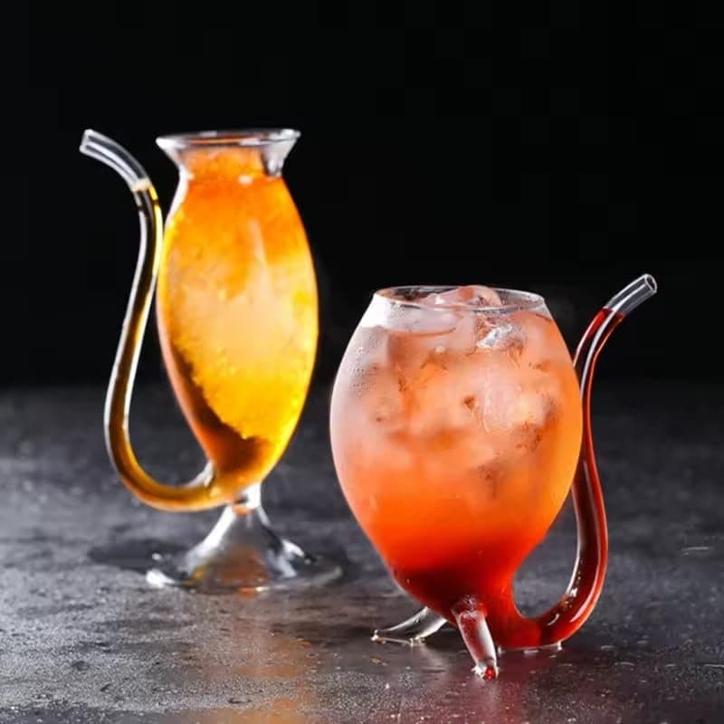 Copo/Taça De Vidro Para Vinho, Whisky, Suco Criativo, Com Canudo Embutido, Resistente Ao Calor, Sucção