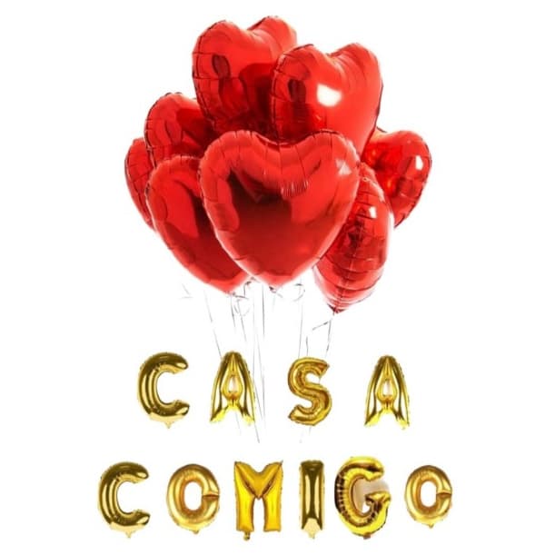 Kit Romântico Pedido de Casamento ou Namoro 1.000 Pétalas + 12 Velas + 10 Balões + Fitilho + Canudo
