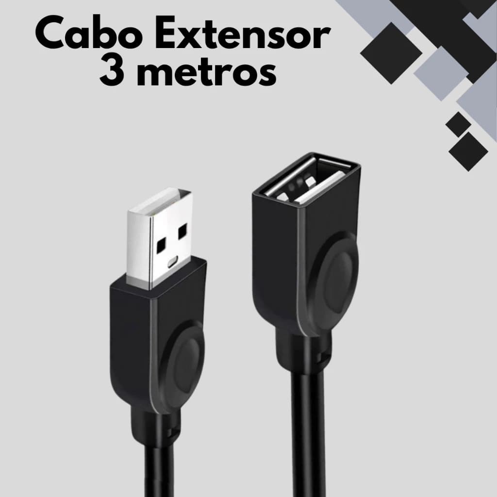 Cabo Extensor Usb 2.0 3 Metros Extensão Macho / Fêmea