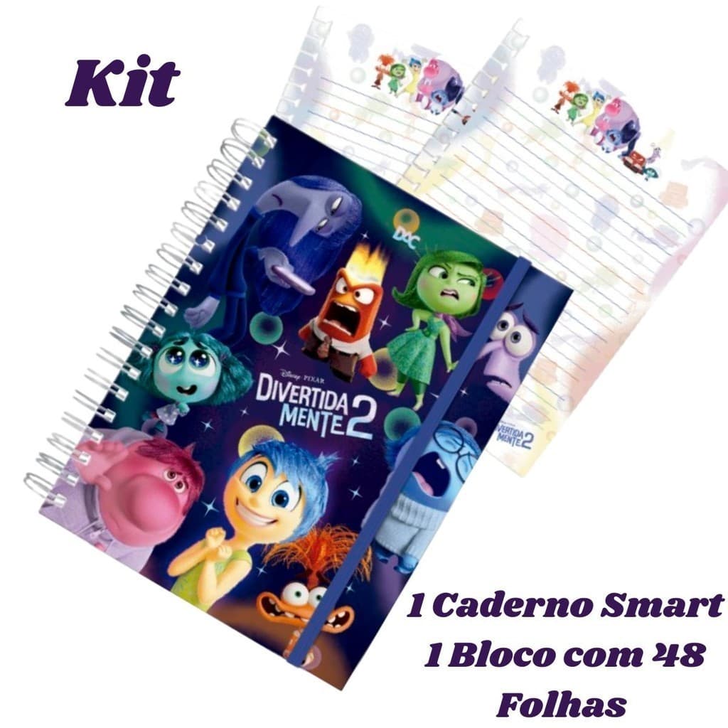 kit Caderno DAC Smart Colegial Divertidamente 2 + Refil Para Caderno 48fls