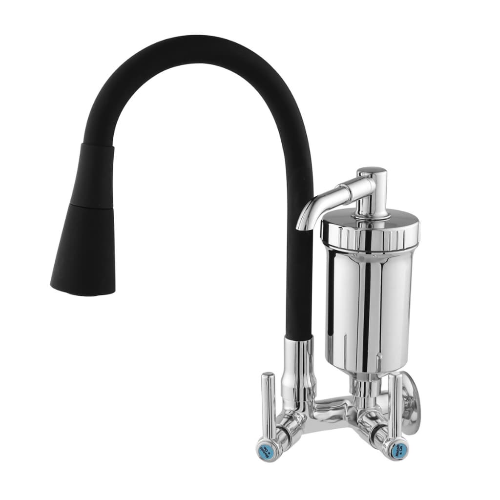 Torneira Gourmet Flexível Filtro Cozinha Luxo Parede Silicone Preto
