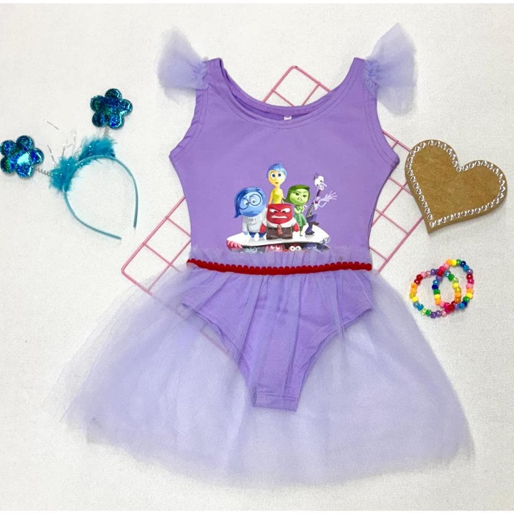 Fantasia Infantil Divertidamente Carnaval Festa Criança Infanto Juvenil de 1 a 14 anos Menina Temático Body Saia