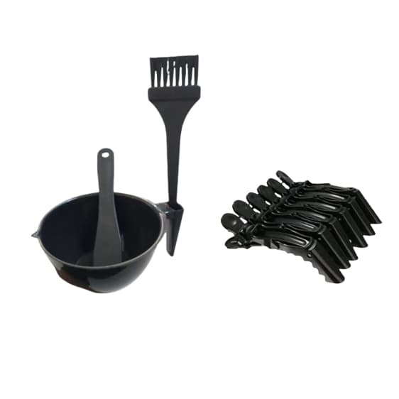 kit Pintura de Cabelo Cabeleireiro Barbeiro Barbershop 1 pote 1 espátula 1 pincel 6 prendedores