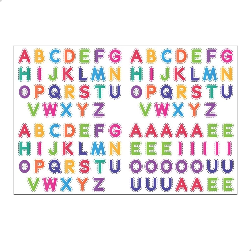 Adesivo Letras Alfabeto Vogais Colorido Abecedário Pequeno
