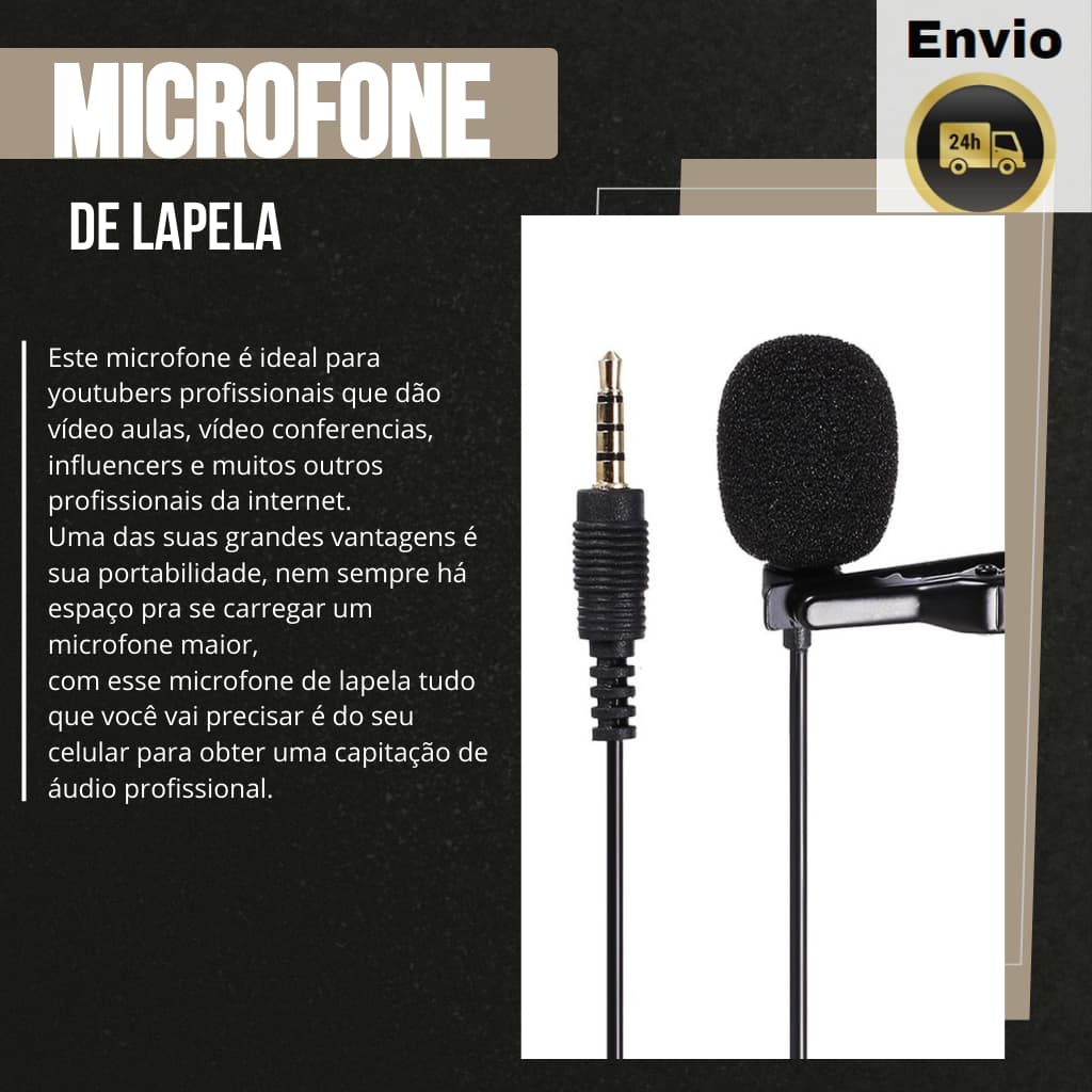 Microfone De Lapela Profissional P/ Celular Android