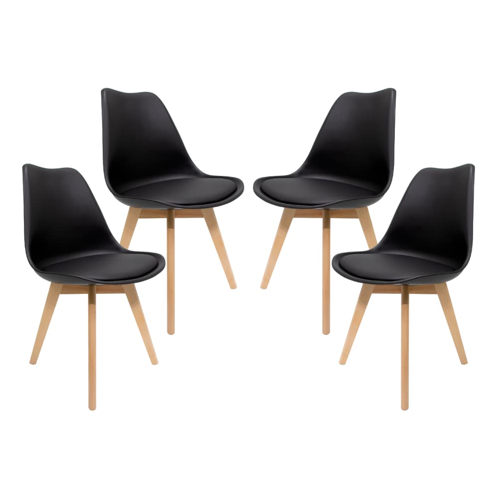 Kit 04 Cadeiras Estofadas Para Mesa Sala De Jantar Cozinha Saarinen Leda Madeira Design Várias Cores