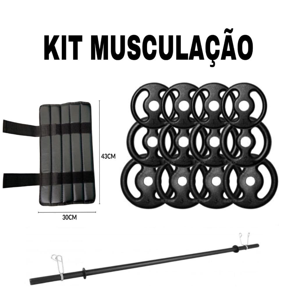Kit- Barra PUMP  + Presilhas + Protetor de Barra + Kit Anilhas A SUA ESCOLHA