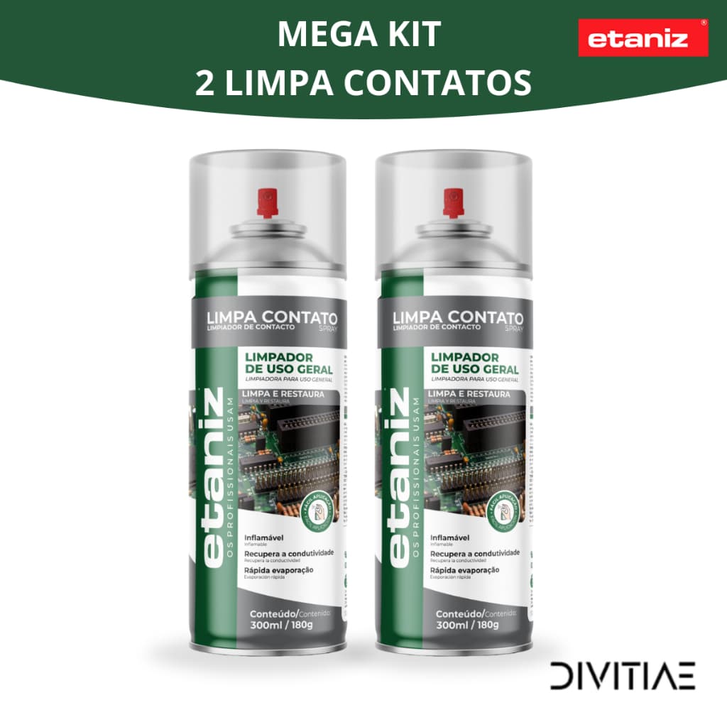 KIT 2 Limpa Contatos Eletrônico Spray Aerossol Etaniz 300ml