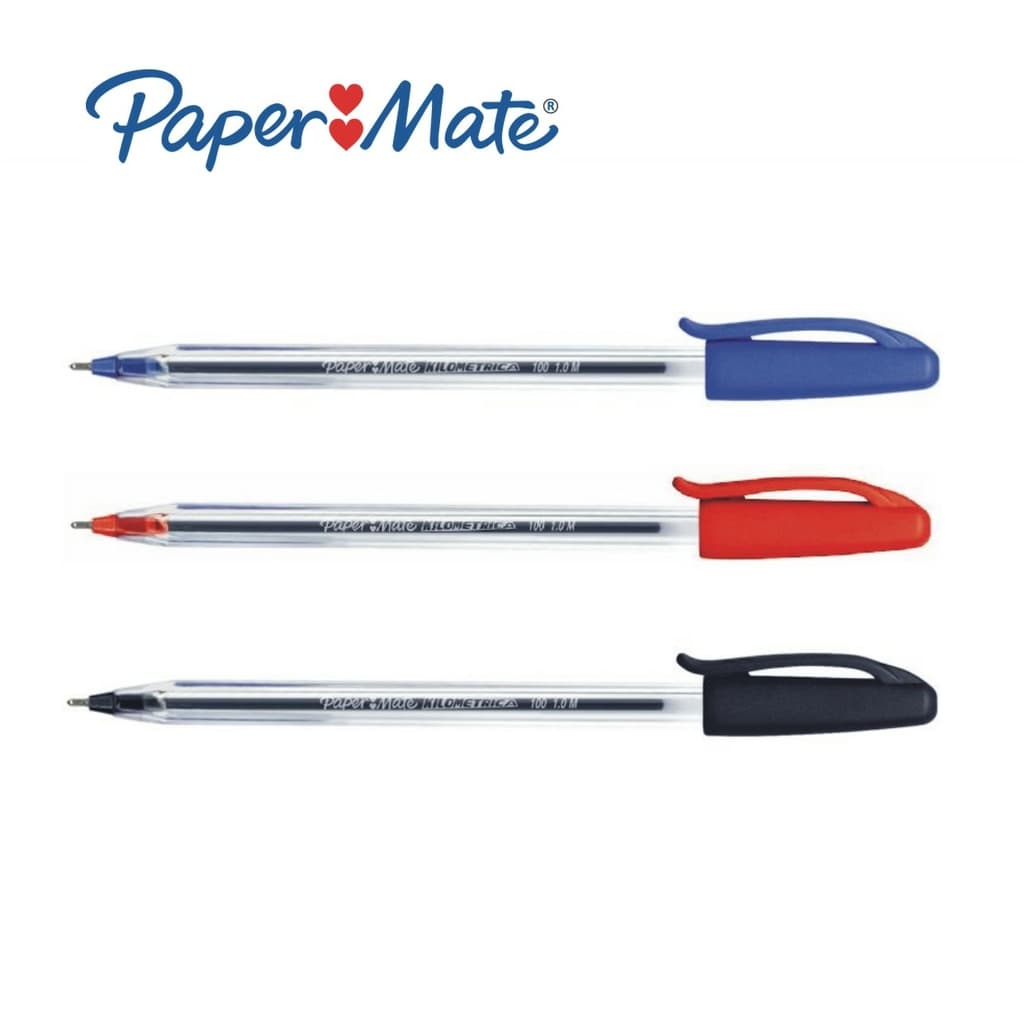 Caneta Papermate Km 100 1.0 Média Preta - 50 Unidades