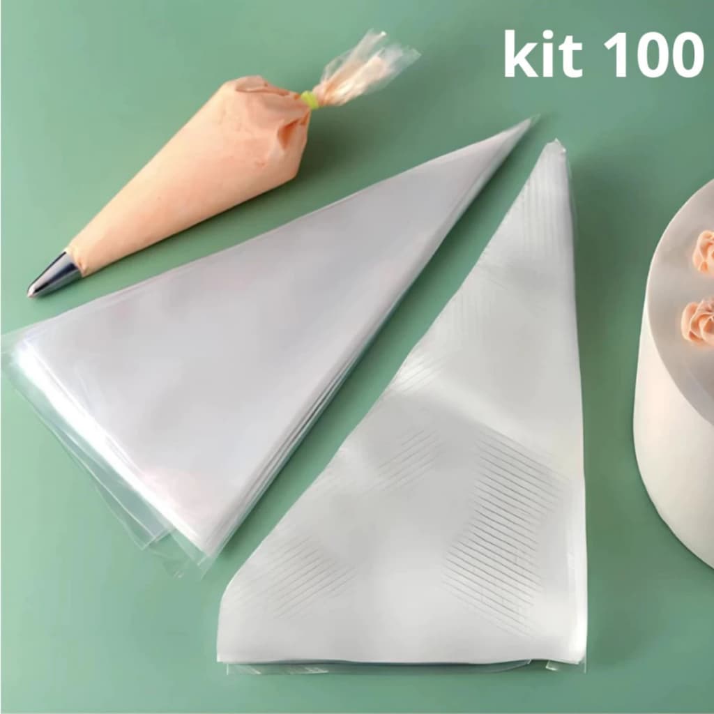 KIT 100 Sacos De Confeitar Descartável Confeitaria Culinária  descartáveis de Plástico