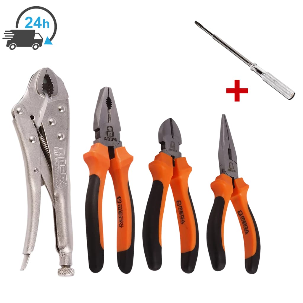 Kit 4 Alicates Jogo Alicate Universal Bico longo Alicate Pressão Alicate De Corte Chave Teste