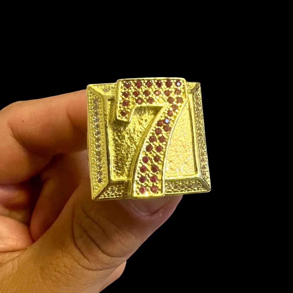 DEDEIRA ANEL AJUSTÁVEL SORTE 777 TREVO MOEDA ANTIGA 7 COR DE OURO 18K
