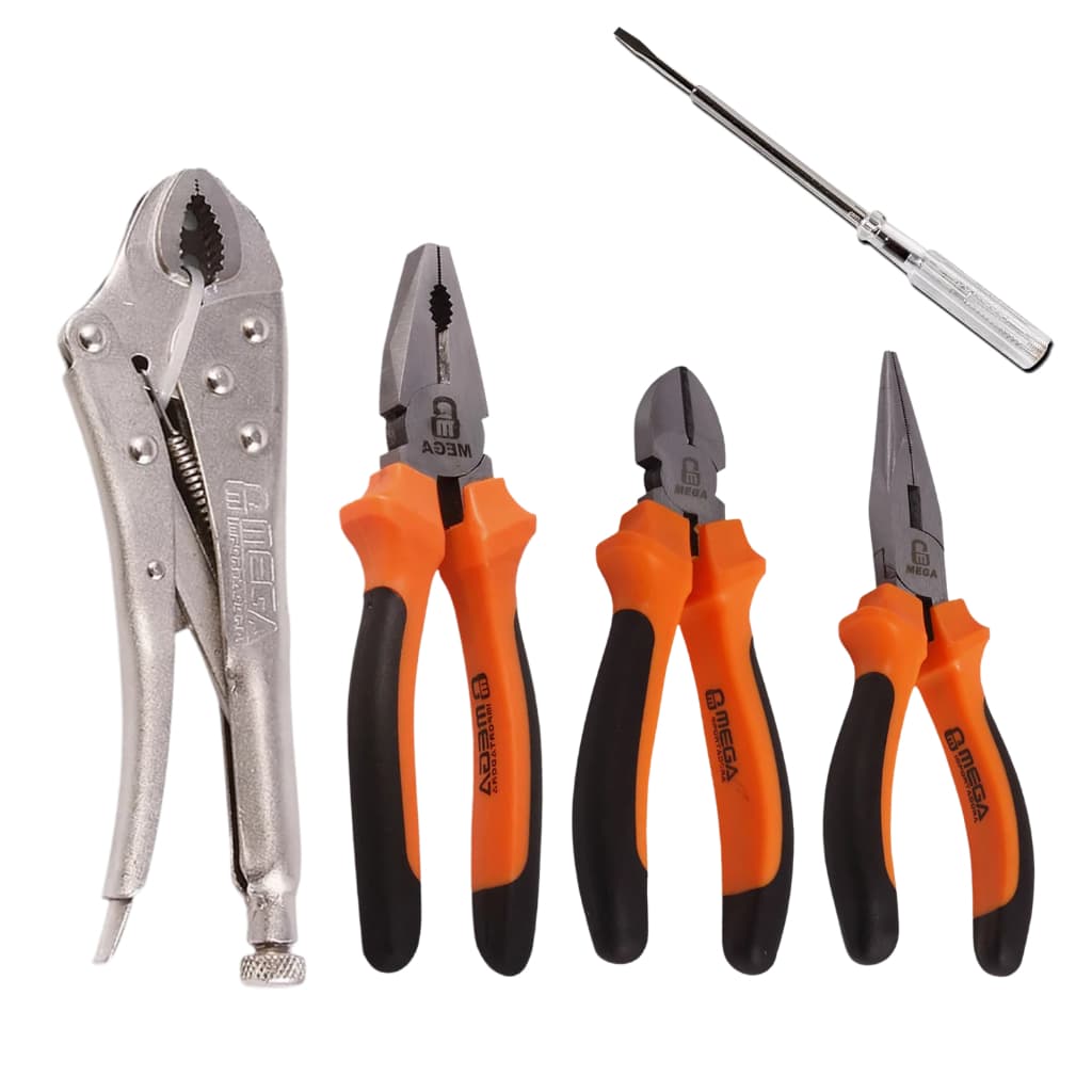 Kit 4 Alicates Universal Bico longo Alicate Pressão Alicate De Corte + Chave De Teste