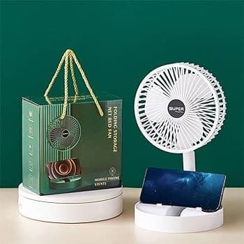 Ventilador Portátil Recarregável Sem Fio Bivolt Super Silencioso Dobrável Com 3 Velocidades