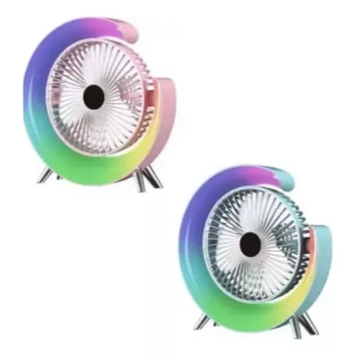 Ventilador Elétrico Colorido Rgb De Mesa