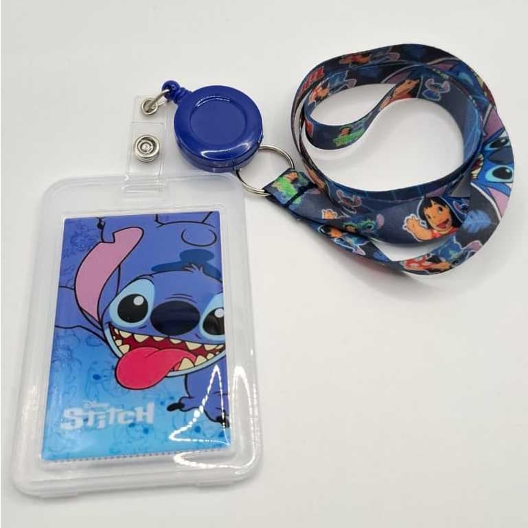 Cordão + Roller Clip + Porta Crachá  Personalizado Stitch & Angel
