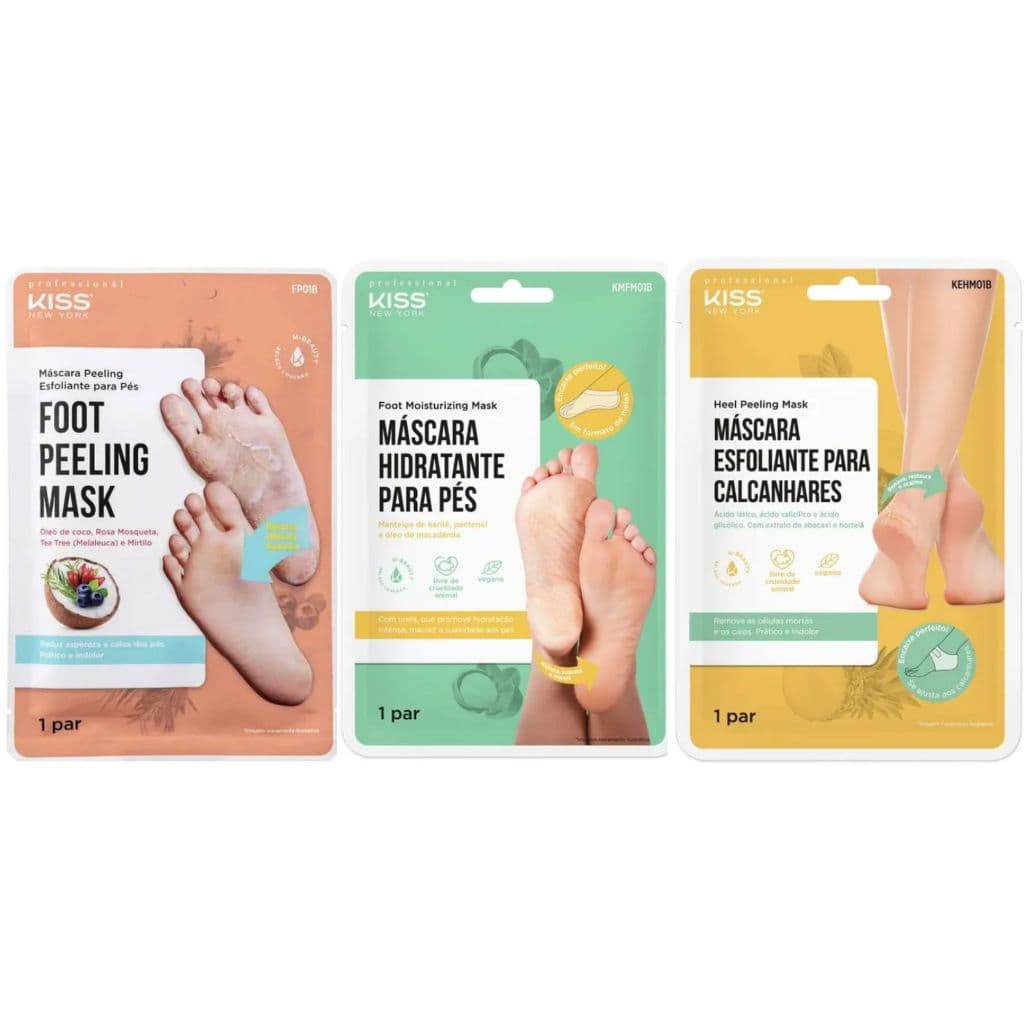 Máscara para Pés Kiss New York - Hidratante, Esfoliante, Peeling