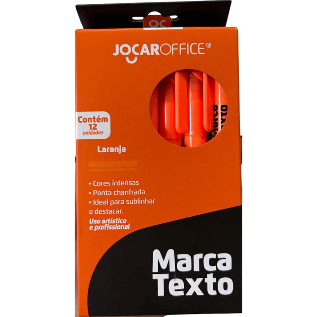 Caneta Marca Texto Laranja Neon Caixa com 12 Unidades Grifa Texto Jocar Office Material Escolar
