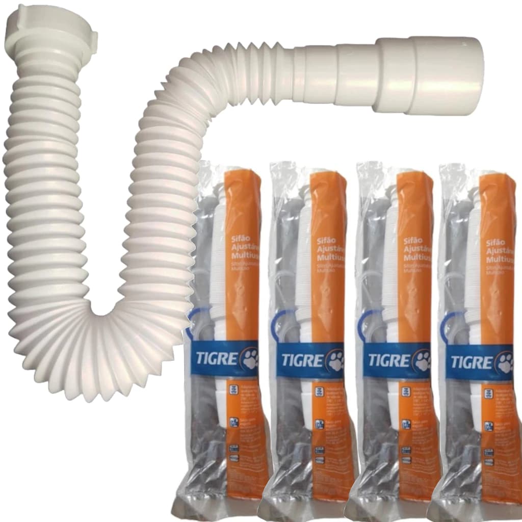 Kit 4x Sifao Sanfonado Flexivel Ajustavel Sifao Tubo Multiuso Para Pia Cozinha Banheiro ou Lavabo