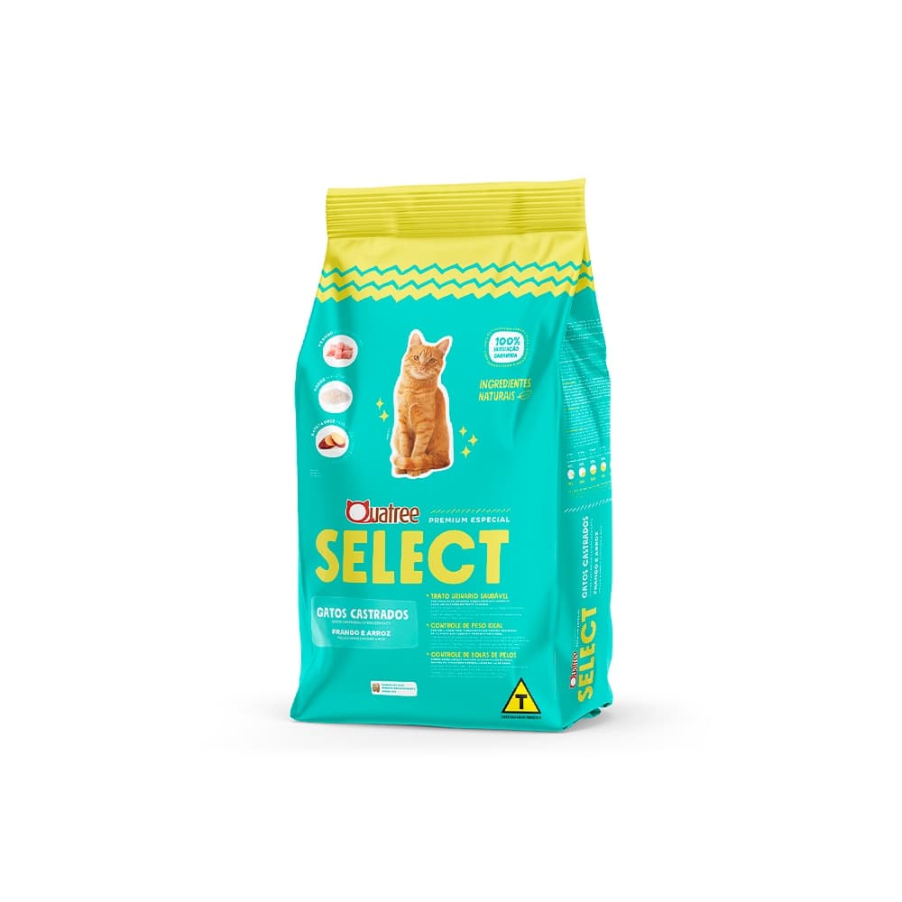 Ração Quatree Select 10Kg Gatos Castrados (Frango, Arroz e Batata Doce)
