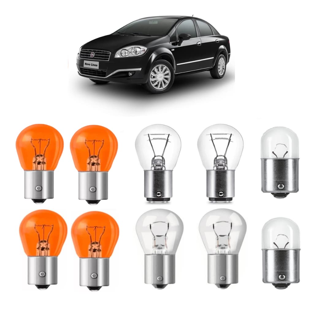 Kit 10 Lâmpadas Traseira Pisca Ré Freio Fiat Linea  2009 Ate 2015