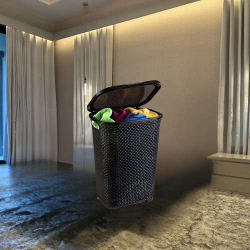 Cesto Organizador Com Tampa 45 Litros Grande Cesto de Roupa Suja em Plástico