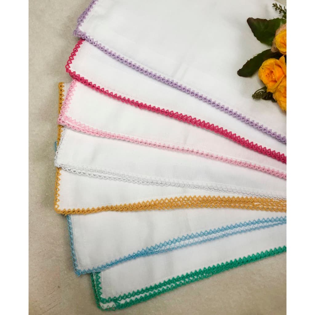 Kit Fralda de pano de passeio Pinte e Borde 69x69cm Cremer com croche picueta Enxoval Bebê